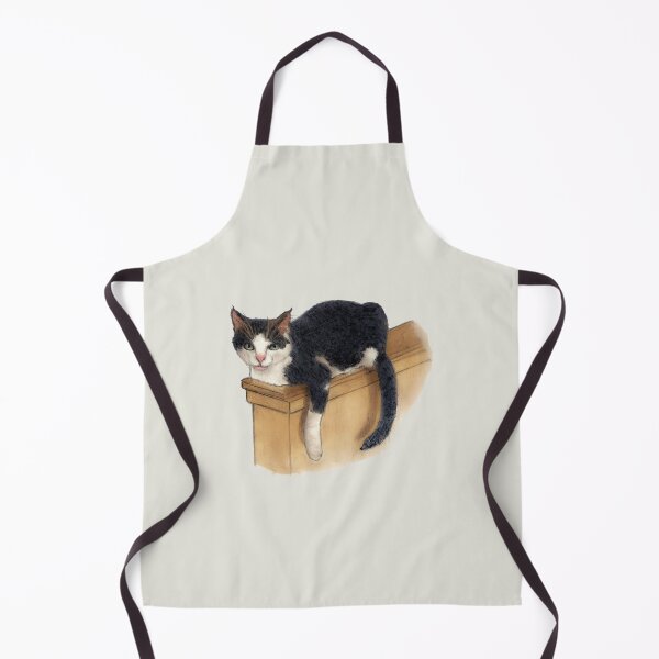 Item preview, Cat Lounging On Narrow Half Wall, Black and White Cat  designed and sold by JoyfulWhimsy.