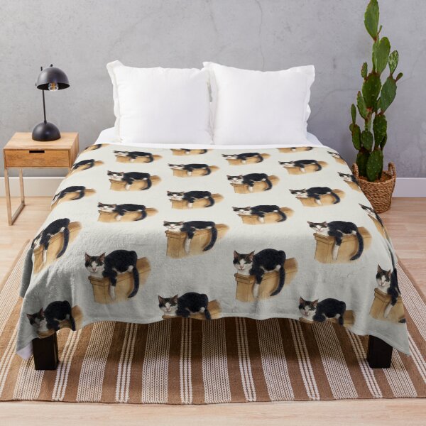 Item preview, Cat Lounging On Narrow Half Wall, Black and White Cat designed and sold by JoyfulWhimsy.