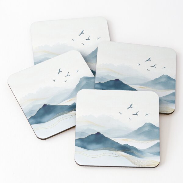 Item preview, Calm mountain scene, birds fly designed and sold by anytka.