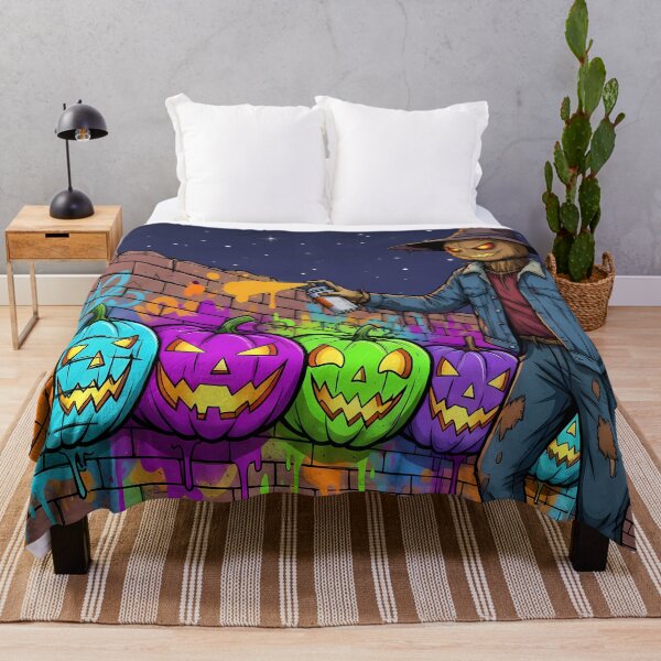 Item preview, Street Art Scarecrow – Graffiti Artist Painting Pumpkins Neon Halloween designed and sold by Dino-Lune.