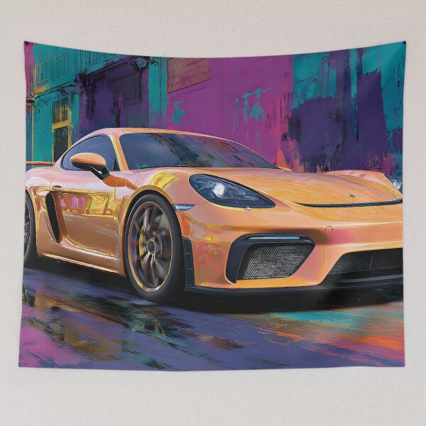 Item preview, Porsche 718 Cayman GT4 Colorful Pop Art Canvas designed and sold by AutoPopStudio.