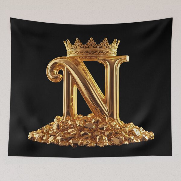 Item preview, Golden Royal N Letter with Crown designed and sold by NellCanvas.