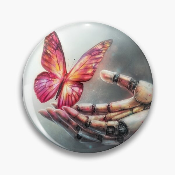 Item preview, AI and Nature Harmony – Robotic Hand with Butterfly | Futuristic Sci-Fi Art designed and sold by NancyzKreations.