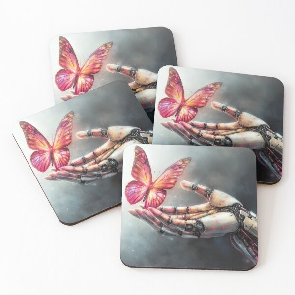 Item preview, AI and Nature Harmony – Robotic Hand with Butterfly | Futuristic Sci-Fi Art designed and sold by NancyzKreations.
