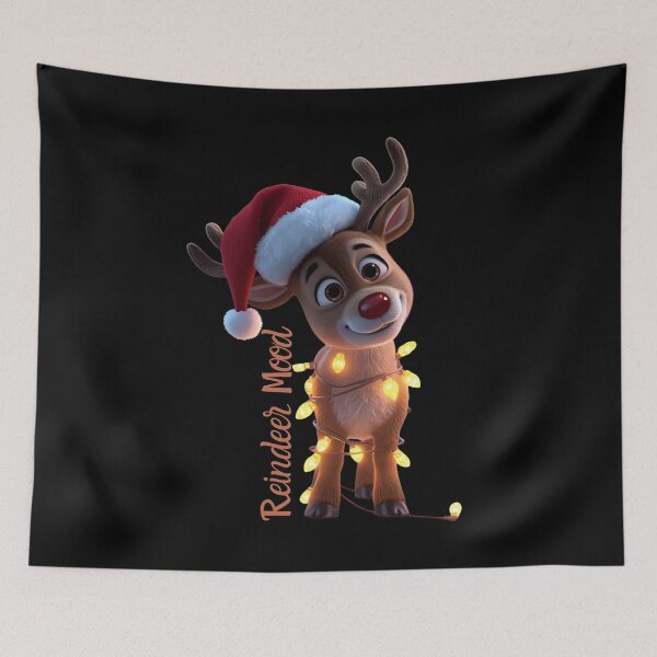 Artikelvorschau, Cute Reindeer Mood - Funny Christmas Lights Cartoon - Adorable Christmas Design entworfen und verkauft von AnnieStyleDesign.