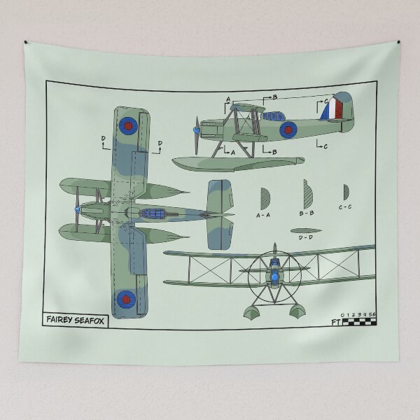 Item preview, Fairey Seafox WW2 British Biplane Floatplane Diagrams designed and sold by MilitaryMart.
