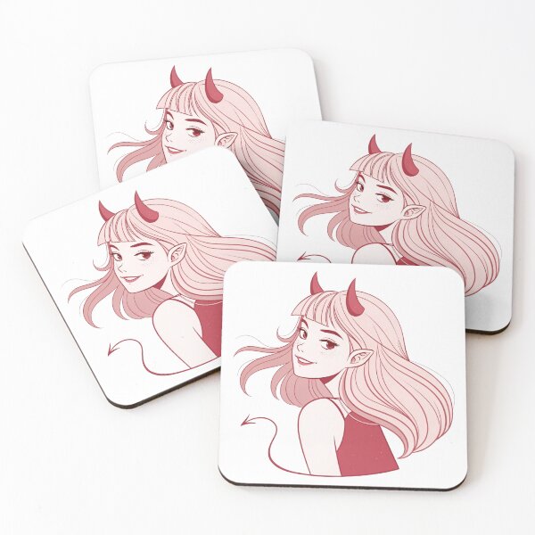 Item preview, Cute Pink Devil Girl with Horns and Tail designed and sold by Kindly Dead.