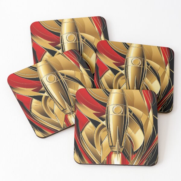 Item preview, Golden Rocket Launch Art Deco Style designed and sold by PetsArt.