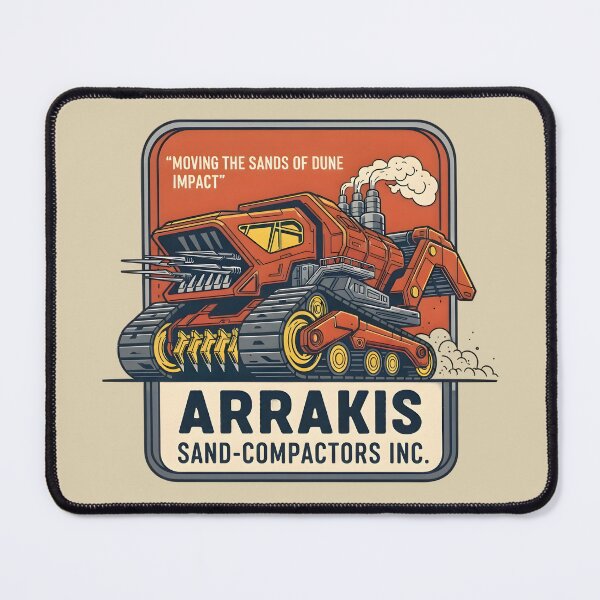 Item preview, A vintage industrial logo for "Arrakis Sand-Compactors Inc.," a fictional Dune company. designed and sold by bluel_evin.