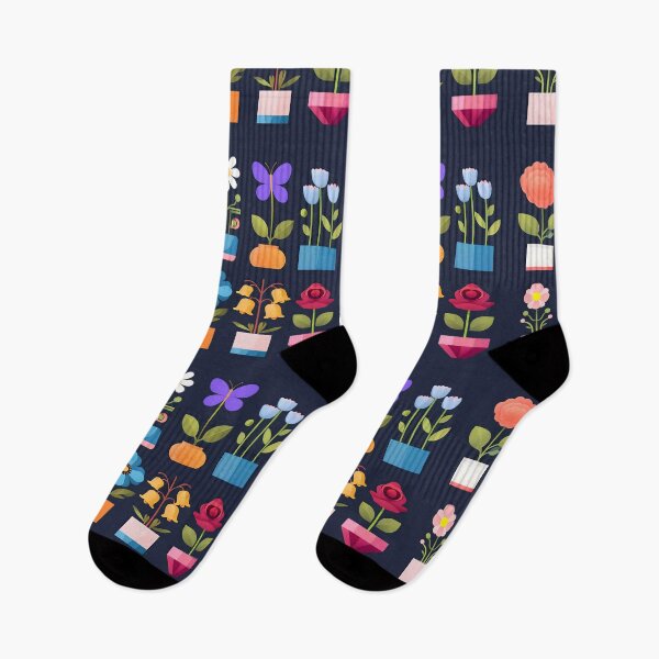 Item preview, Vibrant Stylized Flowers & Plants: Cheerful Floral Vector Illustration on Navy Blue designed and sold by TheArtisticPres.
