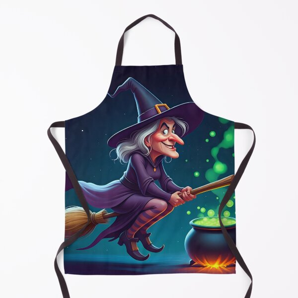 Item preview, Midnight Mischief — Whimsical Witch Caricature on a Broomstick designed and sold by PawPrintedArt.