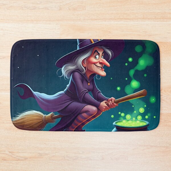 Item preview, Midnight Mischief — Whimsical Witch Caricature on a Broomstick designed and sold by PawPrintedArt.