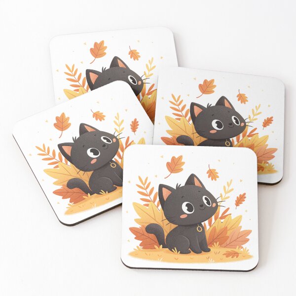 Item preview, Cute Black Cat in Autumn Leaves – Cozy Fall Illustration designed and sold by VivoStudio.
