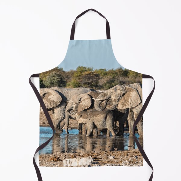 Item preview, Family Ritual at the Waterhole — Elephants in Golden Light designed and sold by DavideAntoniani.