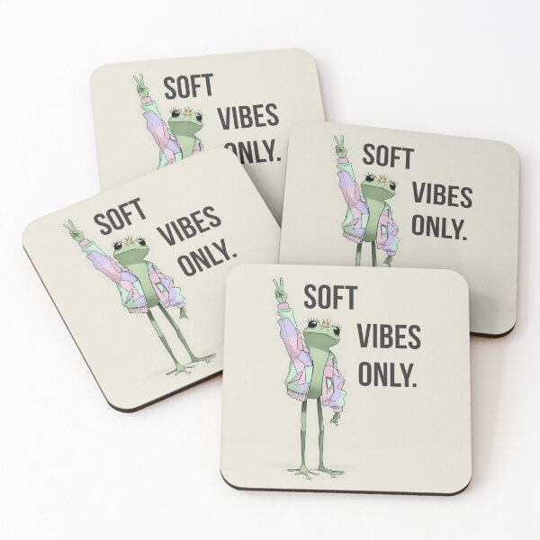 Item preview, Soft Vibes Only Frog ? Pastel Frog with Crown & Peace Sign – Kawaii Frog Queen Art, Cute Aesthetic Design for Stickers, Tees & Prints designed and sold by Siaza. K.