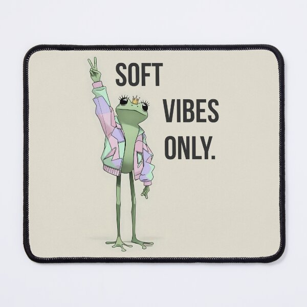 Item preview, Soft Vibes Only Frog ? Pastel Frog with Crown & Peace Sign – Kawaii Frog Queen Art, Cute Aesthetic Design for Stickers, Tees & Prints designed and sold by Siaza. K.