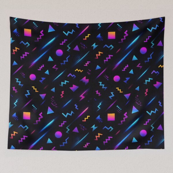 Item preview, Classic 90s Neon Geometry Pattern - Glitch and Comet Lines Vaporwave designed and sold by galaxysalvo.