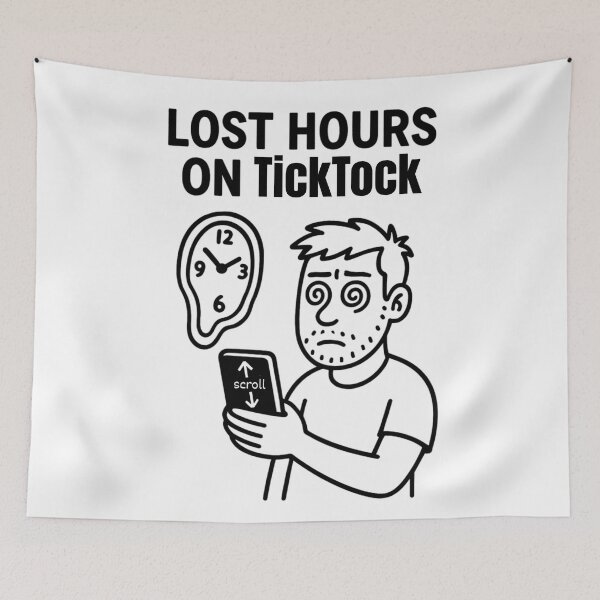 Item preview, Lost Hours on TickTock – Funny Anti TickTock Cartoon designed and sold by jelonkaa.