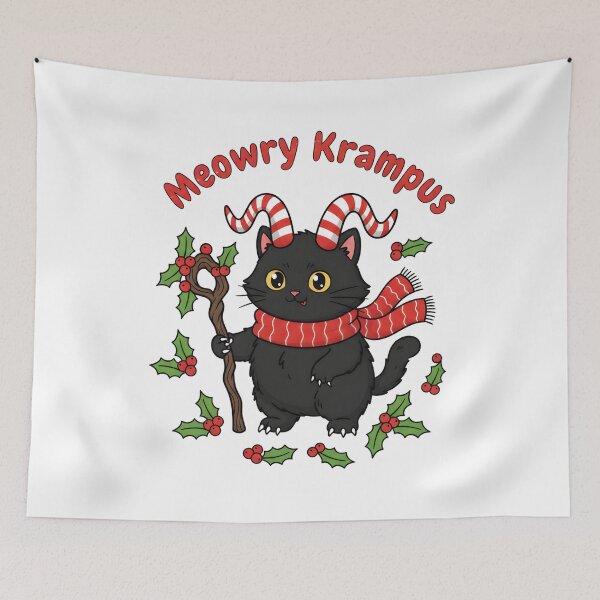 Item preview, Meowry Krampus Cute Gothic Holiday Cat Design designed and sold by Anastasiia Yurevych.
