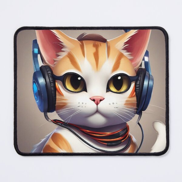 Item preview, Gamer Cat with Headphones – Ready to Play designed and sold by PetMoodStudio.