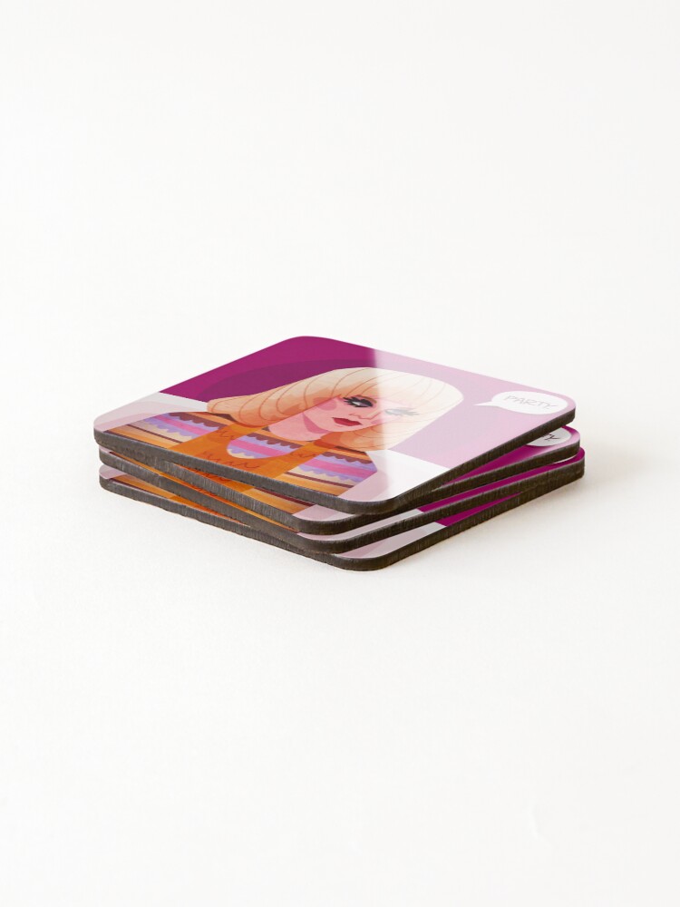 Thumbnail 4 of 5, Coasters (Set of 4), Party. designed and sold by RikDrawsThings.