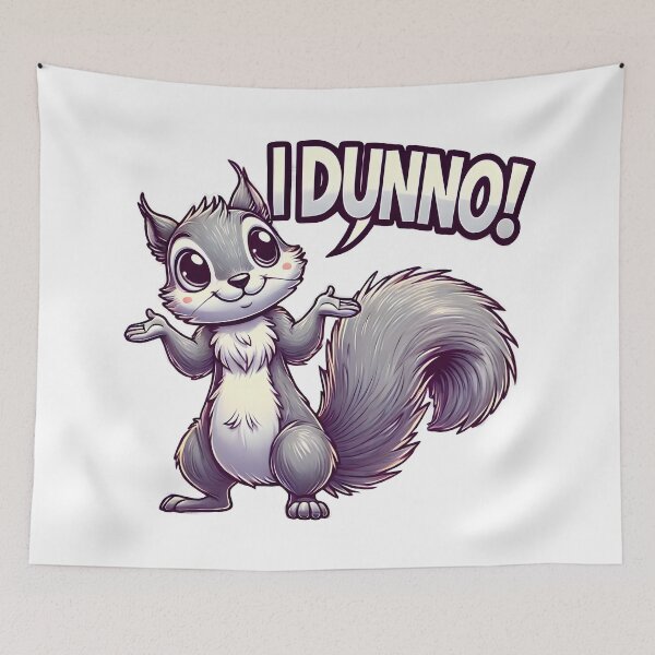 Item preview, Quirky Cartoon Squirrel Saying "I Dunno!". designed and sold by The-T-In-Retro.