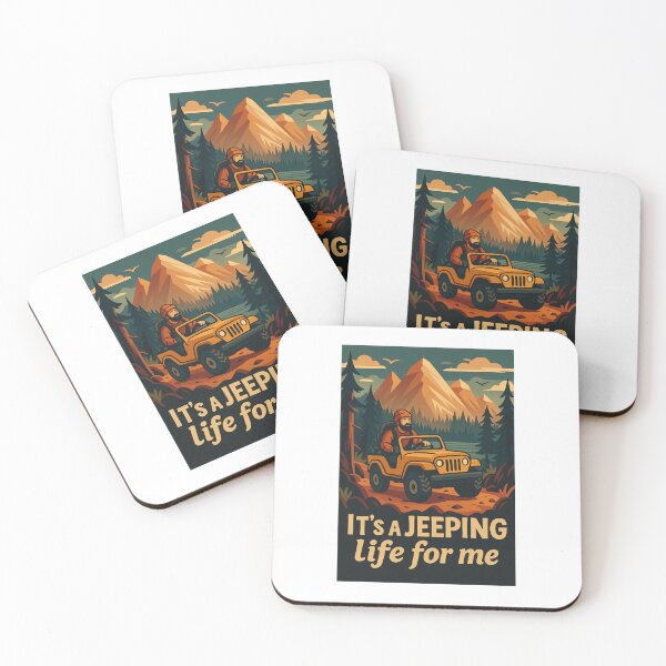 Item preview, It’s a Jeeping Life for Me – Retro Off-Road Adventure Art designed and sold by RogueSymmetry.
