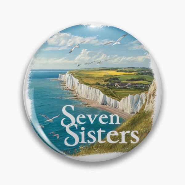 Item preview, Seven Sisters England Vintage Travel Sticker Retro White Cliffs & Seaside Landscape designed and sold by Blurbean.