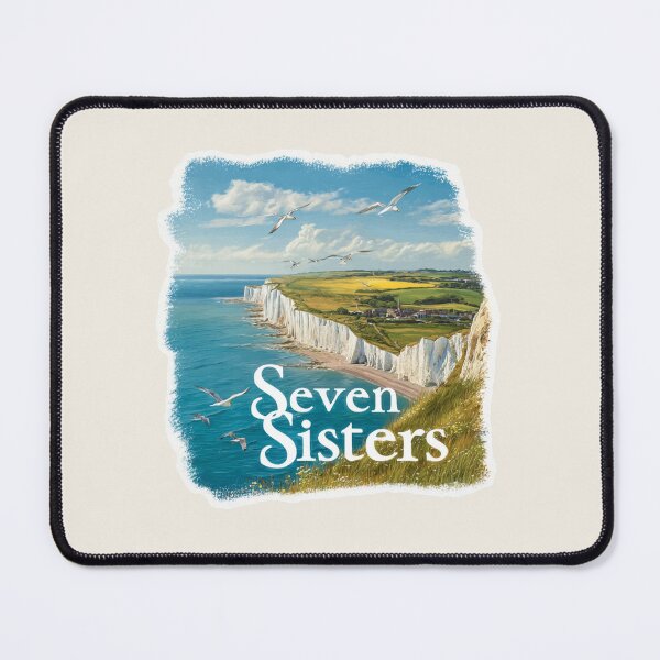 Item preview, Seven Sisters England Vintage Travel Sticker Retro White Cliffs & Seaside Landscape designed and sold by Blurbean.