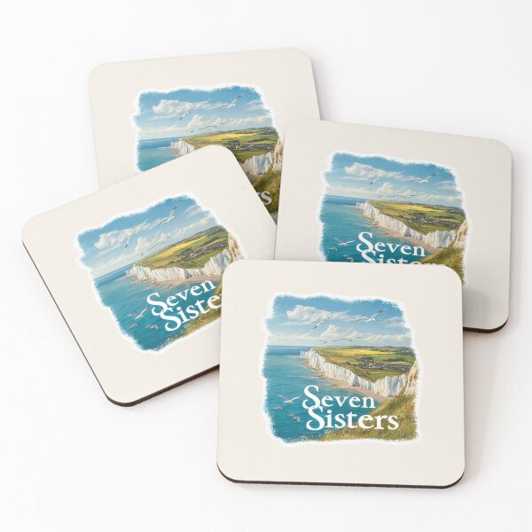 Item preview, Seven Sisters England Vintage Travel Sticker Retro White Cliffs & Seaside Landscape designed and sold by Blurbean.