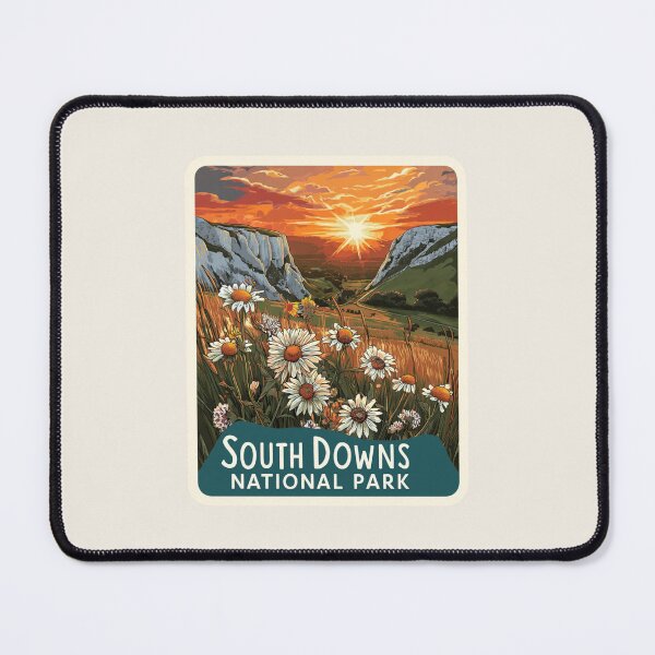 Item preview, South Downs National Park England Vintage Travel Sticker Retro Sunset & Chalk Hills designed and sold by Blurbean.