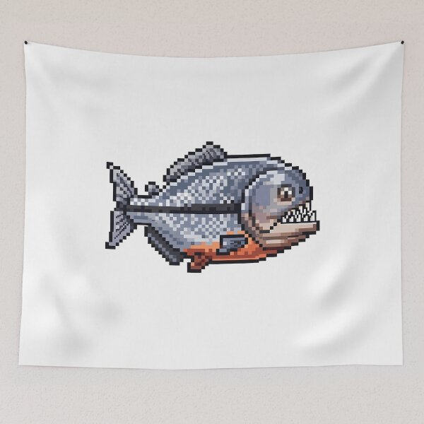 Item preview, Pixel Piranha Fish Retro Gaming Art designed and sold by k3rstman1.