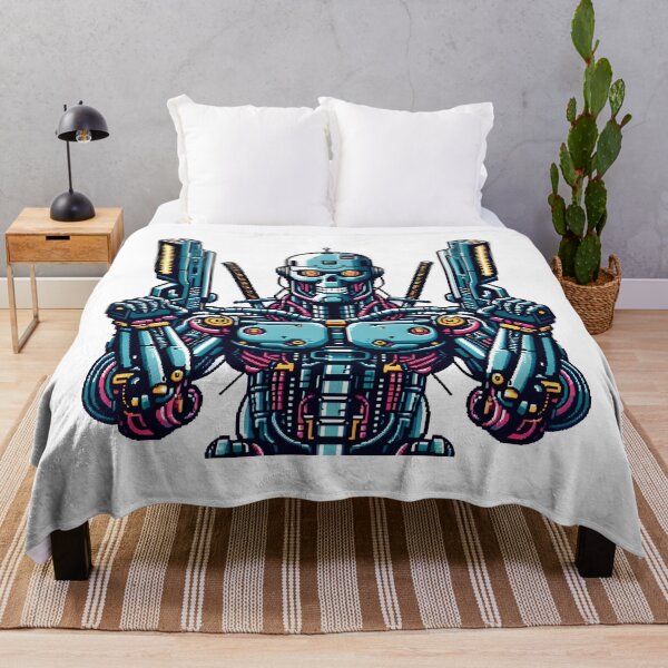 Item preview, Pixel Art Cybernetic Warrior with Dual Guns. designed and sold by The-T-In-Retro.