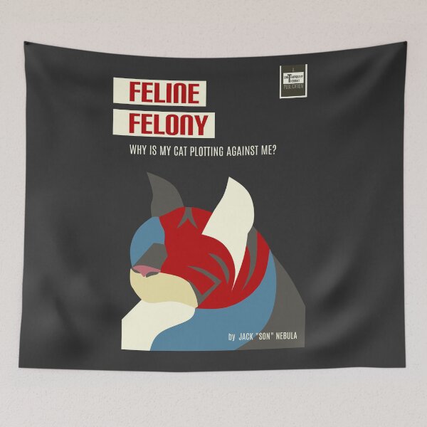 Item preview, "Feline Felony" Fake Book Cover designed and sold by RachelRabbbit.