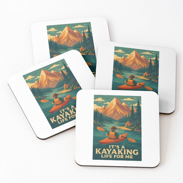 Item preview, It’s a Kayaking Life for Me – Retro Paddling Adventure Art designed and sold by RogueSymmetry.