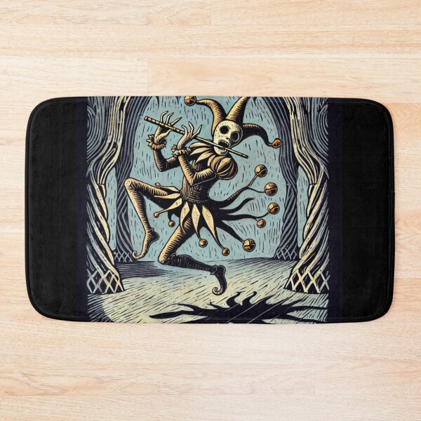 Item preview, Castlecore – Skeletal Jester with Flute – Woodcut Illustration • Vintage Print Aesthetic designed and sold by JacobKAurumhead.