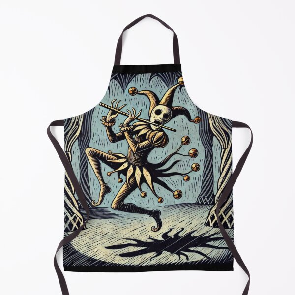 Item preview, Castlecore – Skeletal Jester with Flute – Woodcut Illustration • Vintage Print Aesthetic designed and sold by JacobKAurumhead.