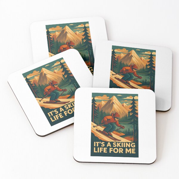 Item preview, It’s a Skiing Life for Me – Retro Alpine Adventure Art designed and sold by RogueSymmetry.