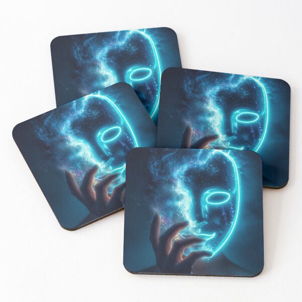Item preview, Cosmic Mask – Surreal Neon Galaxy Portrait designed and sold by VisionaryVeils.