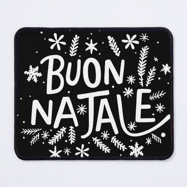 Item preview, Buon Natale – Elegant Christmas white Text with Snowflakes and Pine Twigs designed and sold by EmeraldeaDesign.