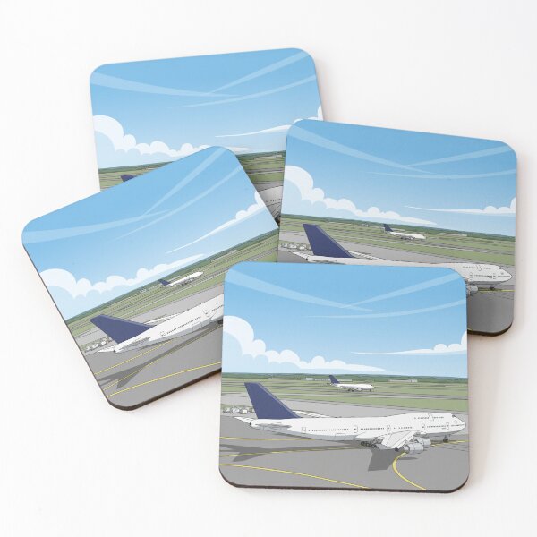 Item preview, Commercial Jetliners on Taxiway – Modern Airport Scene designed and sold by EMairplanes.
