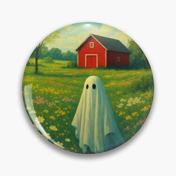 Item preview, Summer Farm Ghost – Sunshine Red Barn Spirit Illustration designed and sold by EmeraldeaArt.