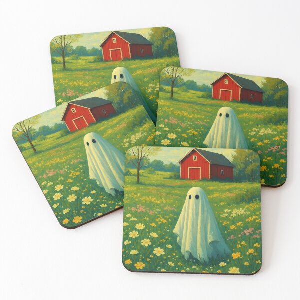 Item preview, Summer Farm Ghost – Sunshine Red Barn Spirit Illustration designed and sold by EmeraldeaArt.