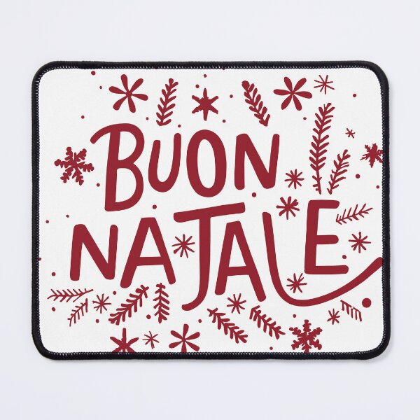 Item preview, Buon Natale – Elegant Christmas red Text with Snowflakes and Pine Twigs designed and sold by EmeraldeaDesign.