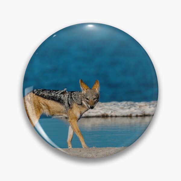 Item preview, Black‑Backed Jackal at the Water’s Edge — Quiet Steps on the Blue Pan designed and sold by DavideAntoniani.