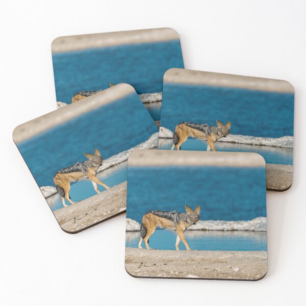 Item preview, Black‑Backed Jackal at the Water’s Edge — Quiet Steps on the Blue Pan designed and sold by DavideAntoniani.
