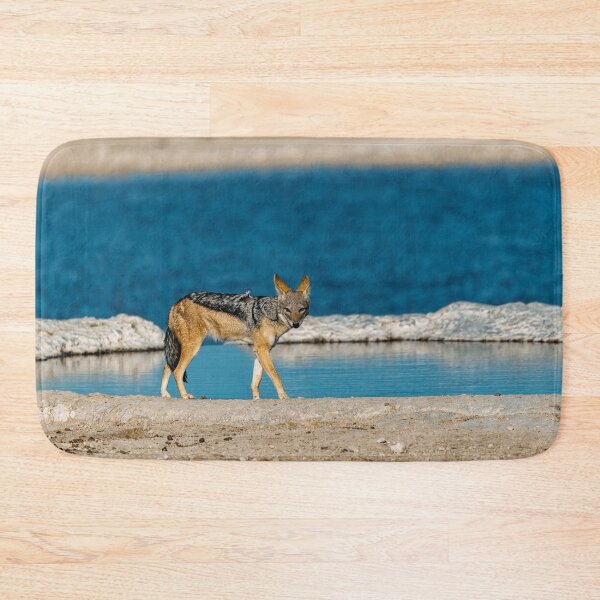 Item preview, Black‑Backed Jackal at the Water’s Edge — Quiet Steps on the Blue Pan designed and sold by DavideAntoniani.