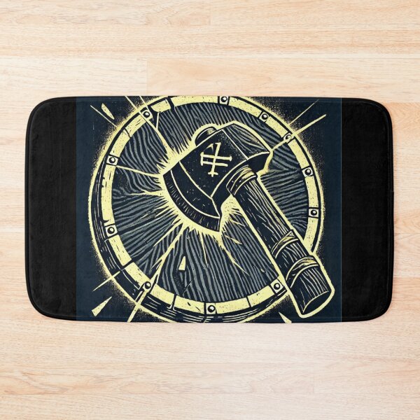 Item preview, Castlecore – Axe Striking a Wooden Shield – Woodcut Illustration • Vintage Print Aesthetic designed and sold by JacobKAurumhead.
