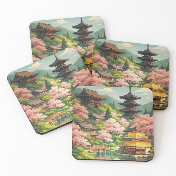 Item preview, KYOTO Japan - Modern Greeting Card with Kinkaku-ji and cherry blossom designed and sold by Earth Celebration Designs.