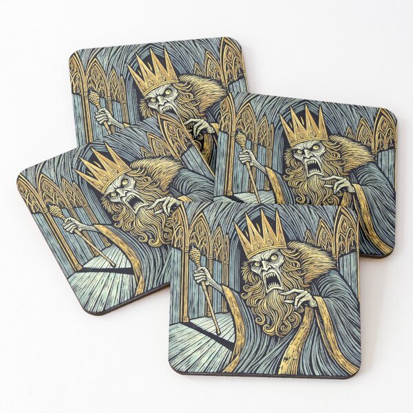 Item preview, Castlecore – Furious King in the Great Hall – Woodcut Illustration • Vintage Print Aesthetic designed and sold by JacobKAurumhead.